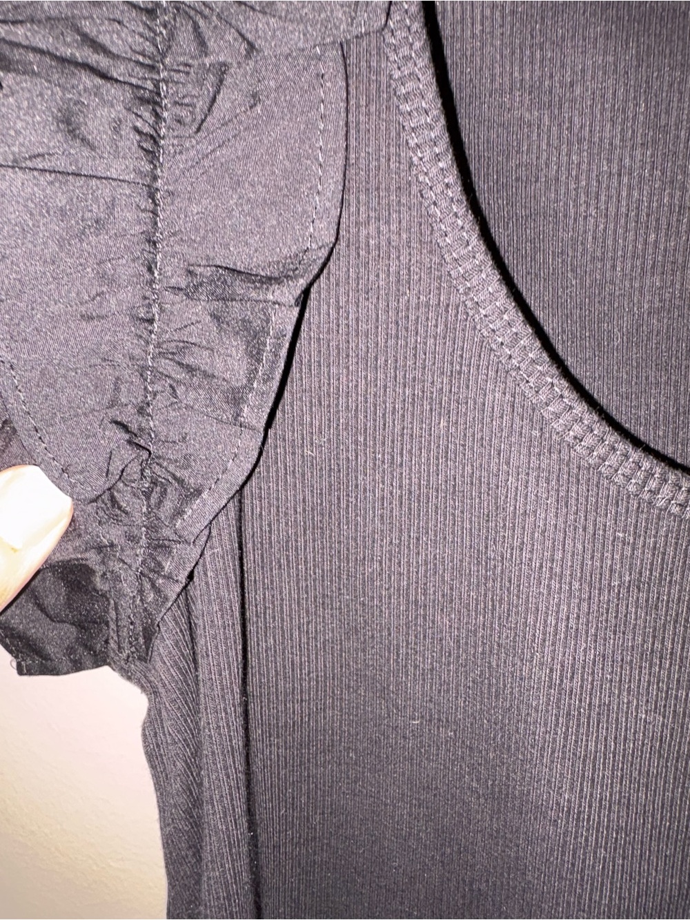 Chico's Black Ruffle Sleeve Ribbed Tank - Picture 4 of 4
